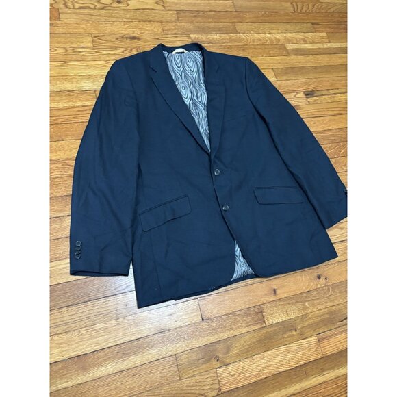 Haggar Mens Blazer Jacket Sz 44L Navy Blue 2 Button Polyester Rayon Sport Coat - Picture 3 of 7